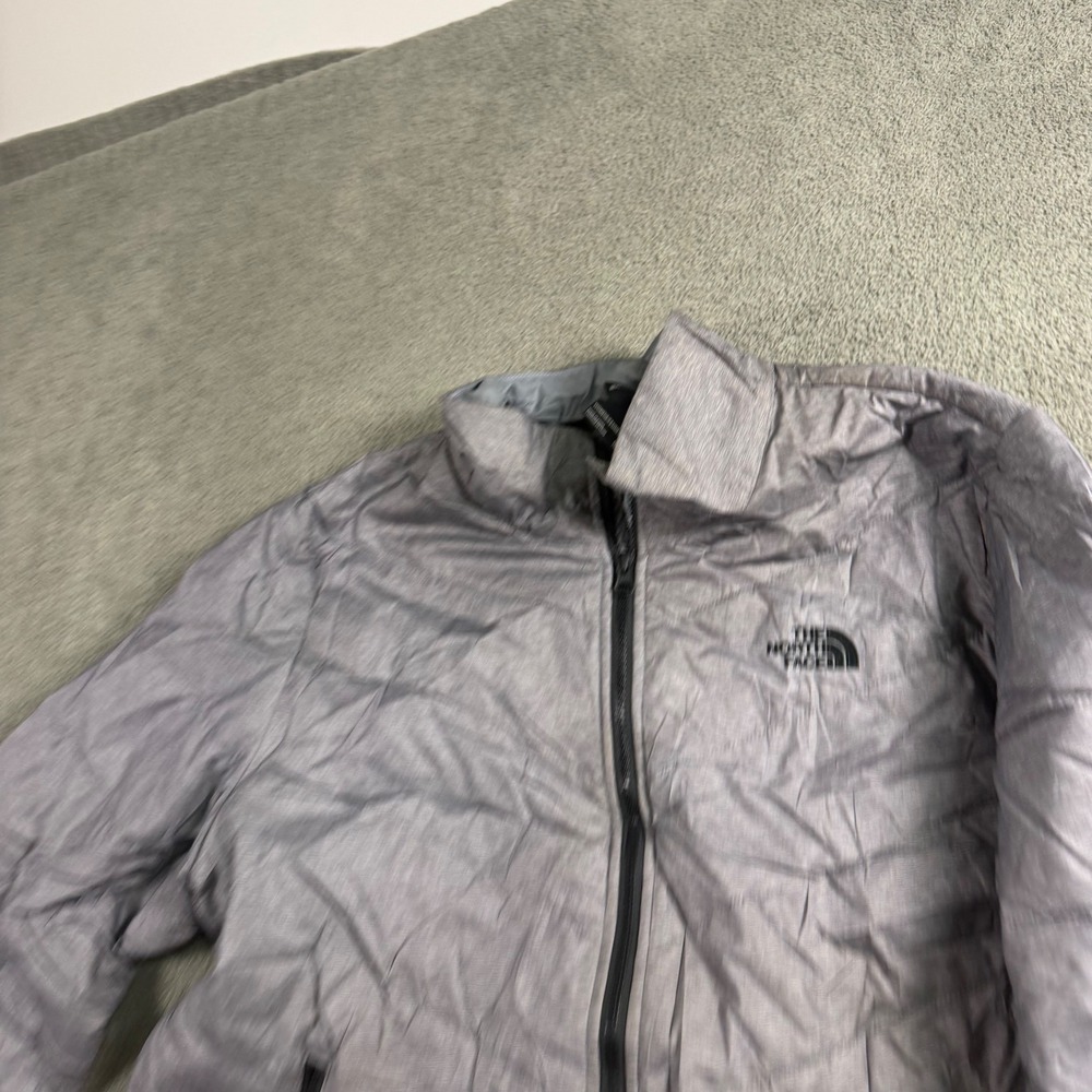 The North Face Womens XL Gray Puffer Jacket Quilted Full Zip Mock Neck Logo
